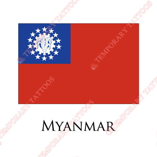 Myanmar flag Customize Temporary Tattoos Stickers NO.1937